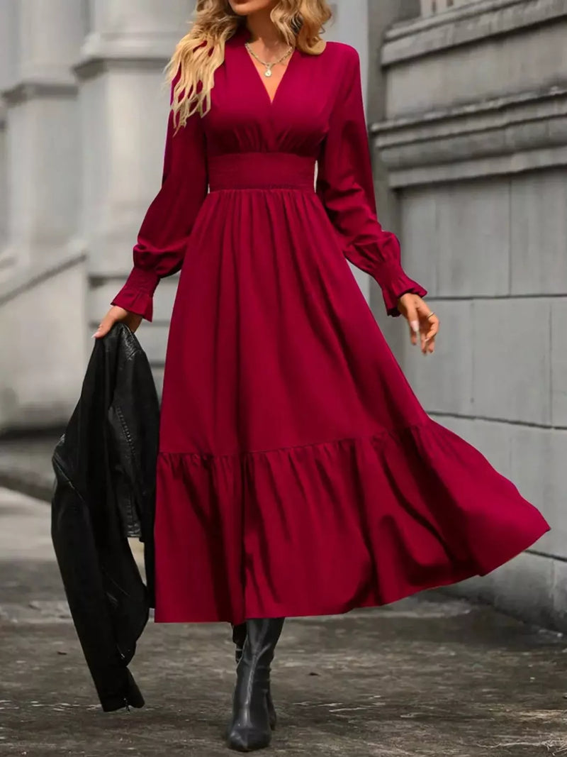 staud hazel long sleeve midi dress Staud Hazel wool-blend midi dress Staud