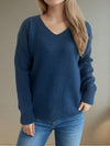 Hazel Blues® |  V-Neck Dropped Shoulder Long Sleeve Sweater