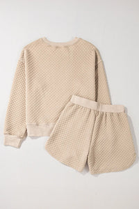 Hazel Blues® |  Quilted Round Neck Long Sleeve Top and Shorts Set