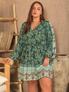 Hazel Blues® | V-Neck Balloon Sleeve Printed Mini Dress