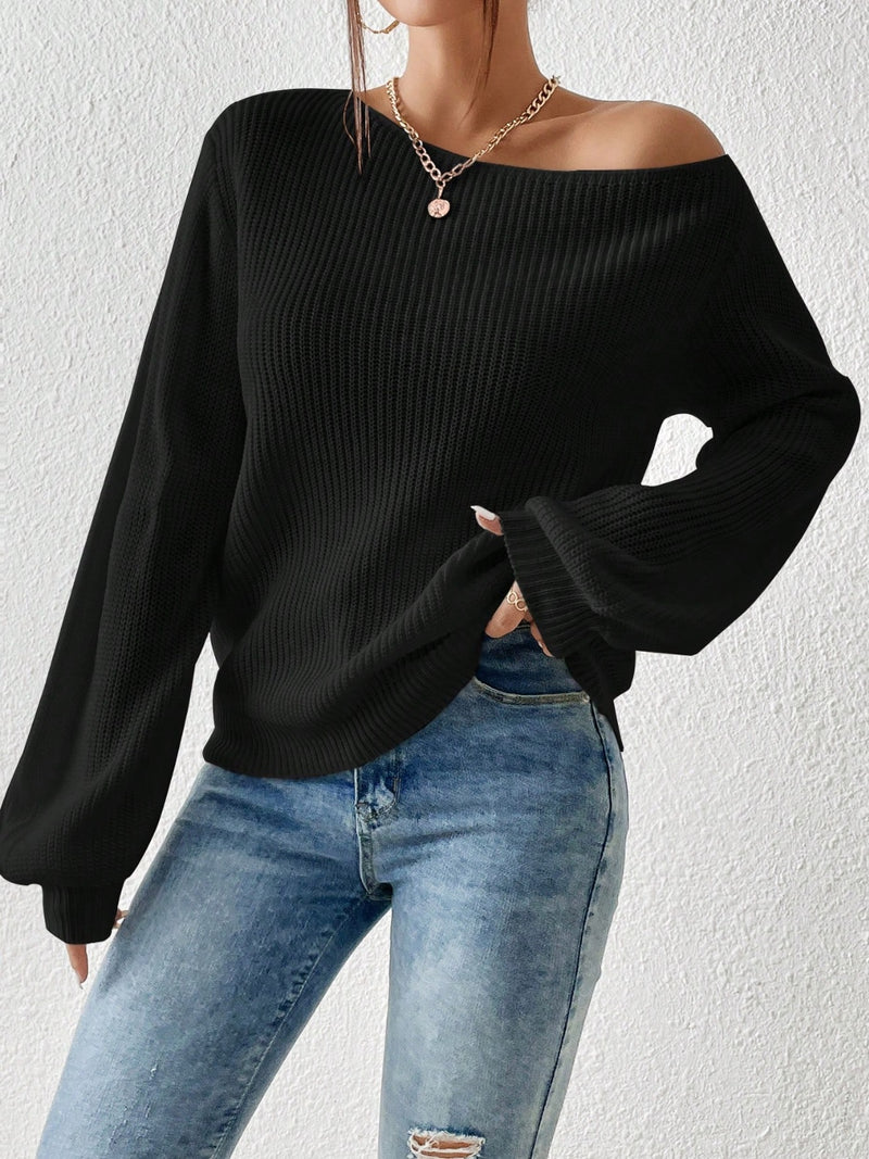 Hazel Blues® |  Honey Single Shoulder Long Sleeve Sweater