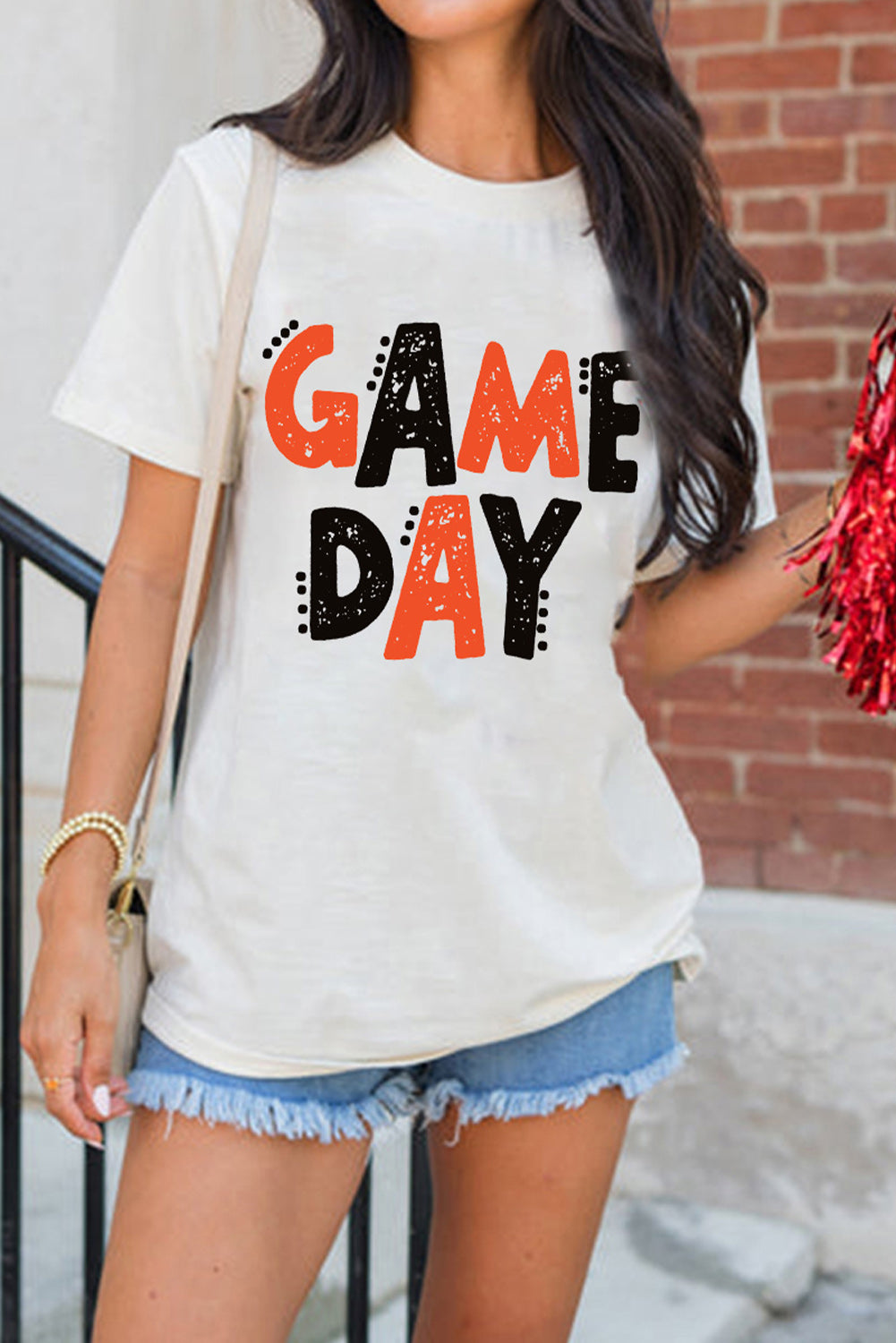 Hazel Blues® |  White GAME DAY Funny Letter Printed Casual Tee