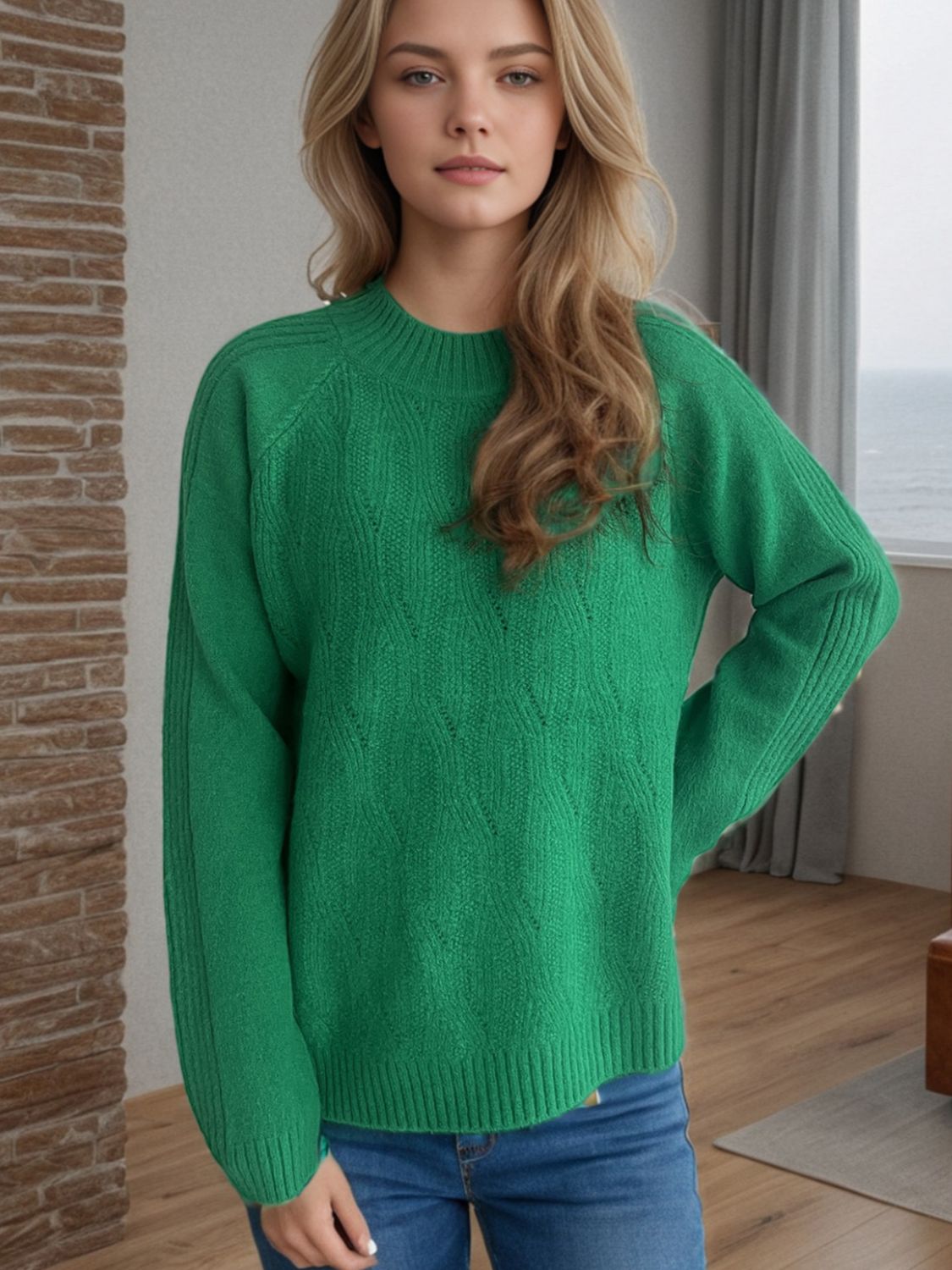 Hazel Blues® |  Mock Neck Long Sleeve Sweater