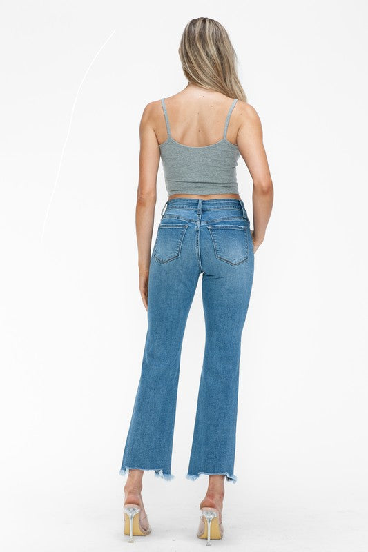 Hazel Blues® |  bytos Raw Hem Distressed Mid Rise Crop Jeans