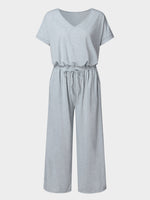 Hazel Blues® |  V-Neck Short Sleeve Jumpsuit