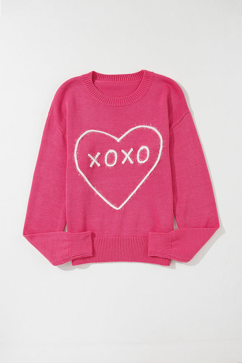 Hazel Blues® |  XOXO Round Neck Drop Shoulder Sweater