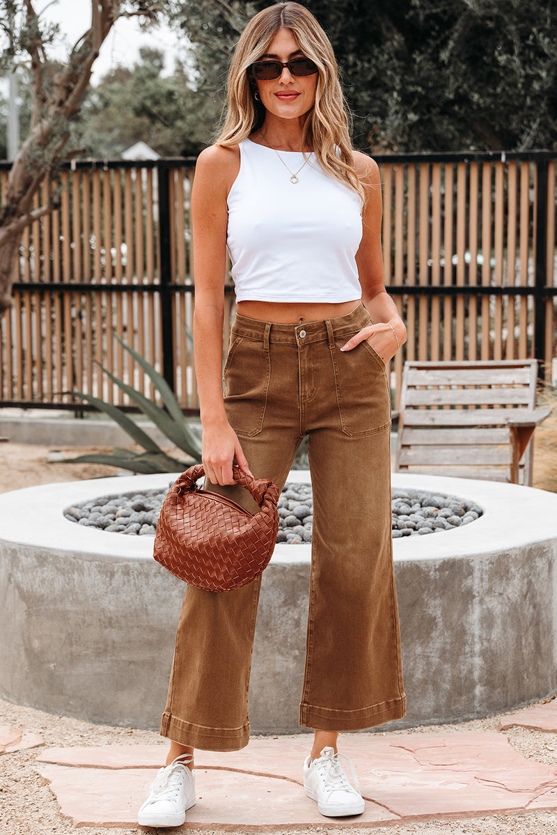 Hazel Blues® |  Breen Cropped High Rise Wide Leg Jeans