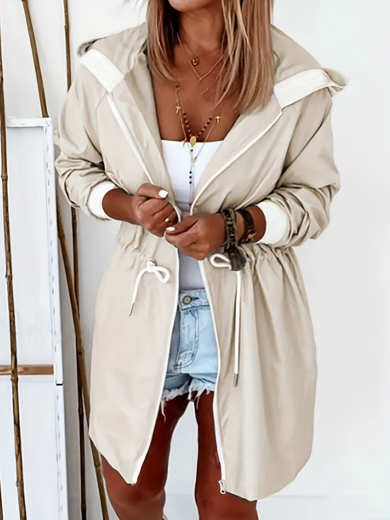 Hazel Blues® |  Drawstring Long Sleeve Hooded Trench Coat