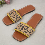 Hazel Blues® |  Leopard PU Leather Flat Sandals