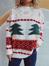 Hazel Blues® |  Christmas Tree Mock Neck Long Sleeve Sweater