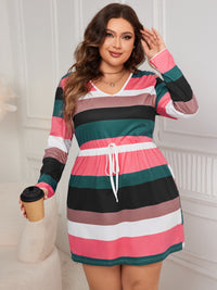 Hazel Blues® | Striped V-Neck Long Sleeve Mini Dress