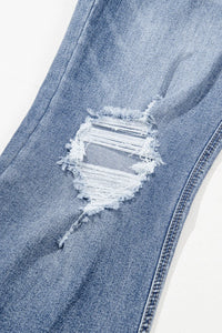 Hazel Blues® |  Distressed Raw Hem Bootcut Jeans