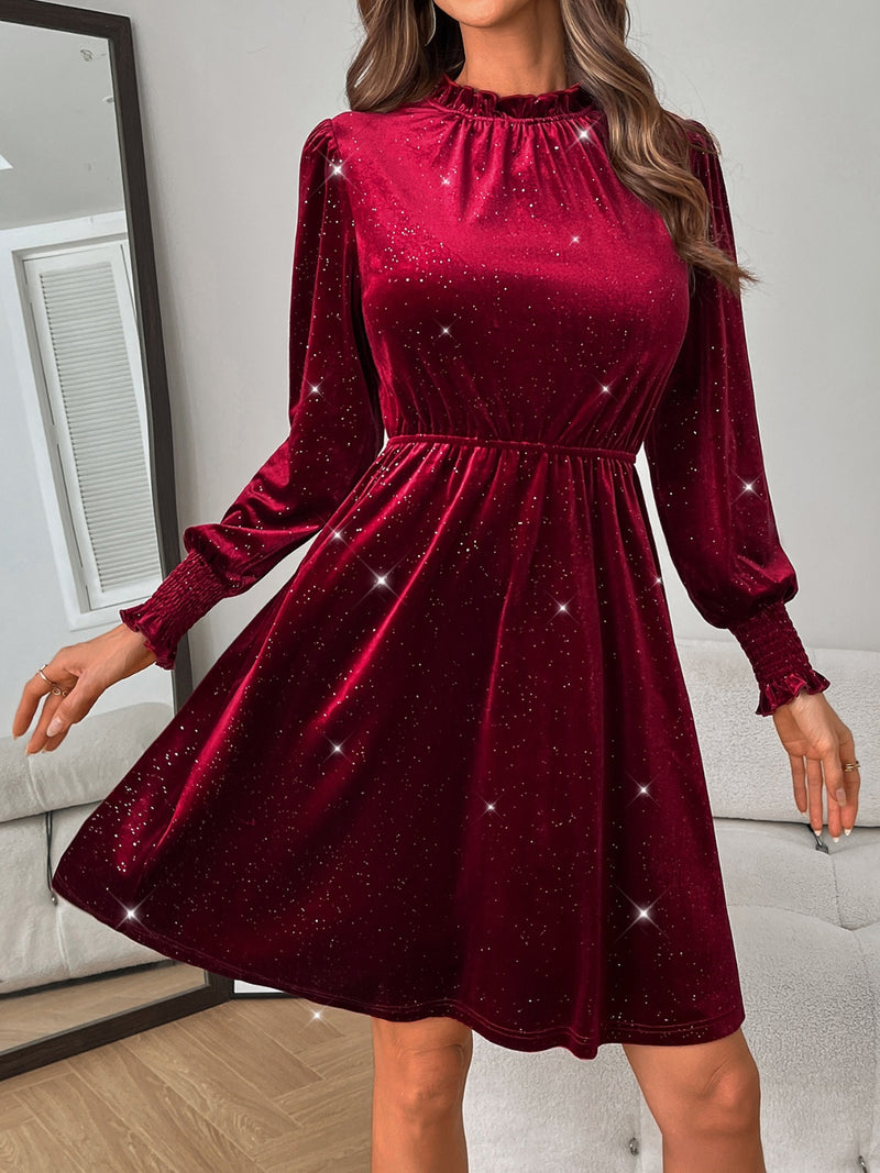 Hazel Blues® |  Glitter Mock Neck Long Sleeve Mini Dress