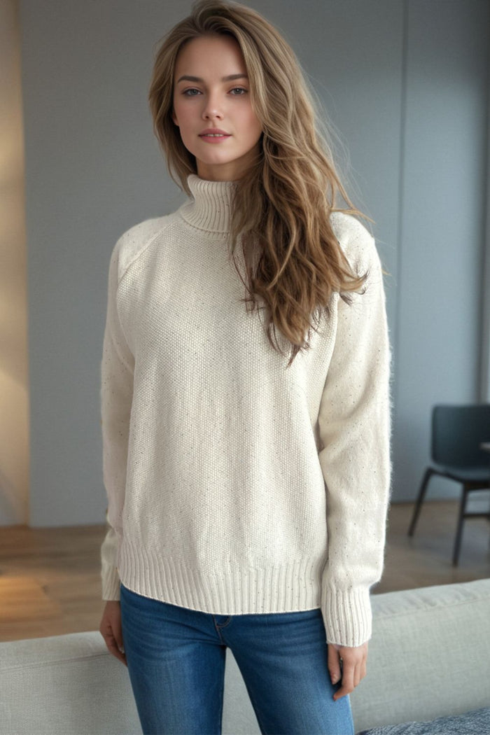 Hazel Blues® |  Ribbed Turtleneck Raglan Sleeve Sweater