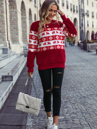 Hazel Blues® |  Christmas Element Round Neck Long Sleeve Sweatshirt