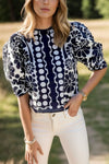 Hazel Blues® |  Printed Round Neck Half Sleeve Blouse