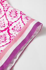 Hazel Blues® |  Pink Western Print Zipped Collar Short Sleeve Summer Blouse Top