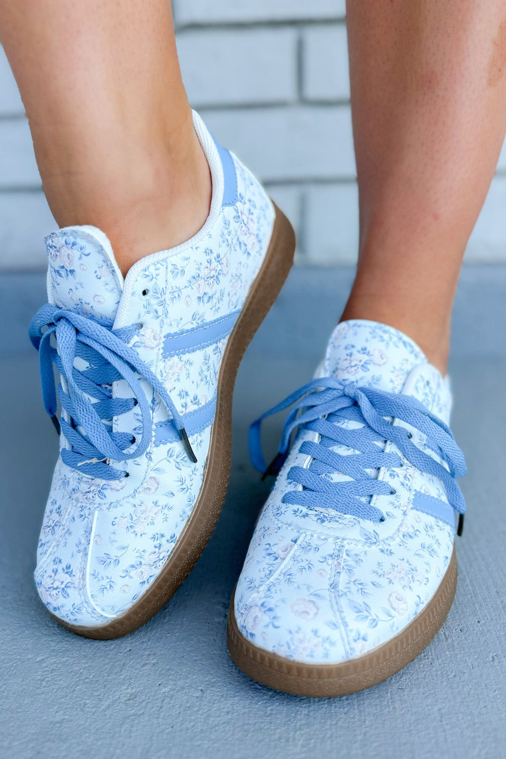 Juliette Skye Blue Floral Faux Leather Flats