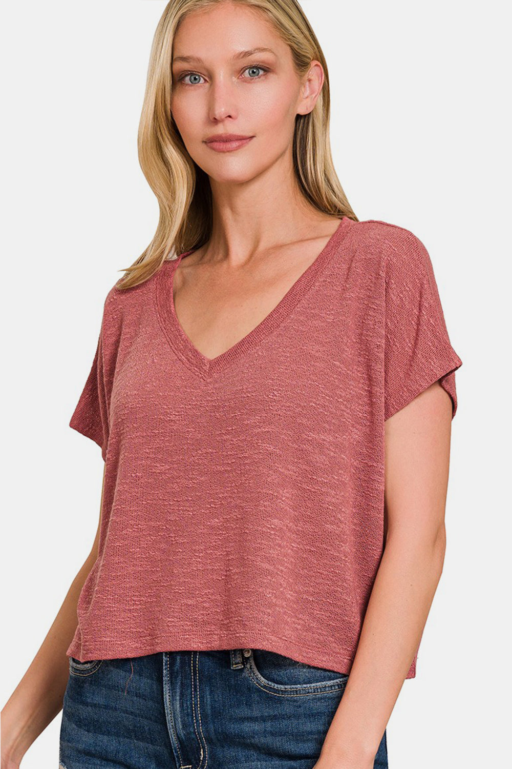 Hazel Blues® |  Zenana V-Neck Short Sleeve Crop T-Shirt