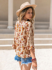 Hazel Blues® |  Floral V-Neck Spliced Lace Blouse