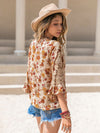Hazel Blues® |  Floral V-Neck Spliced Lace Blouse