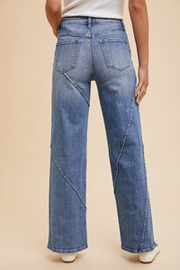 Hazel Blues® |  Annie Wear Decorative Seams Wide Leg Jeans