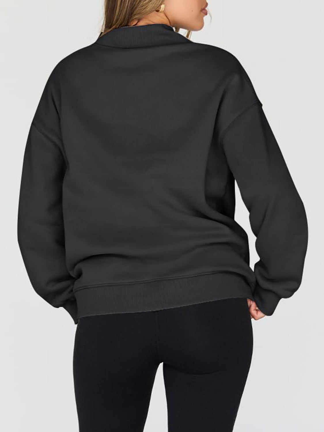 Hazel Blues® |  Mock Neck Drop Shoulder Long Sleeve Sweatshirt