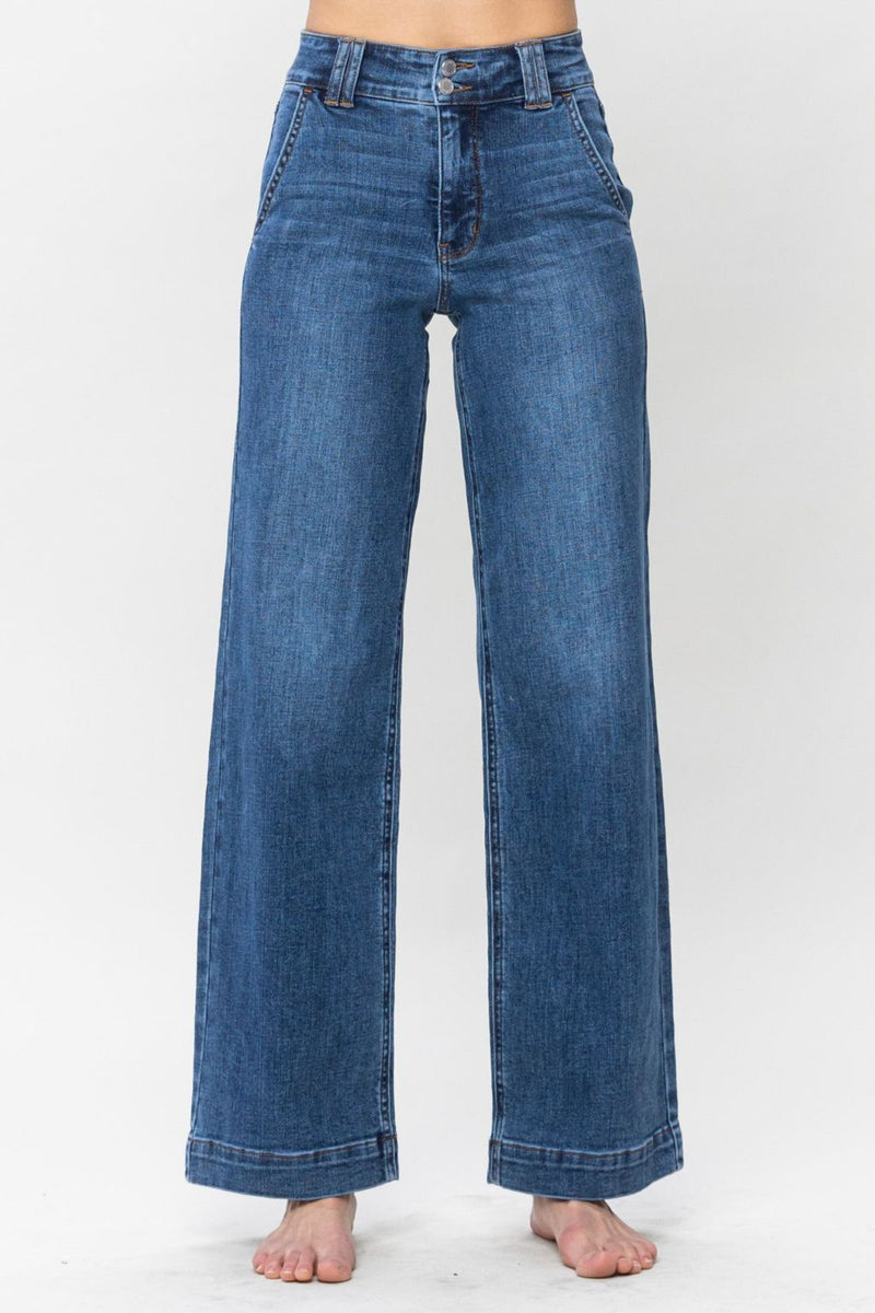 Hazel Blues® |  Judy Blue Double Button Wide Leg Jeans