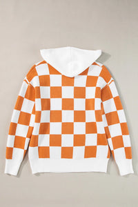 Hazel Blues® |  Checkered Long Sleeve Hooded Sweater