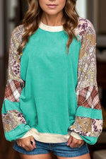 Hazel Blues® |  Printed Round Neck Long Sleeve Blouse