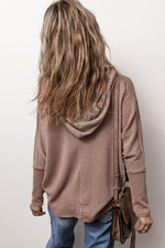 Hazel Blues® |  Pocketed Half Button Long Sleeve Hoodie