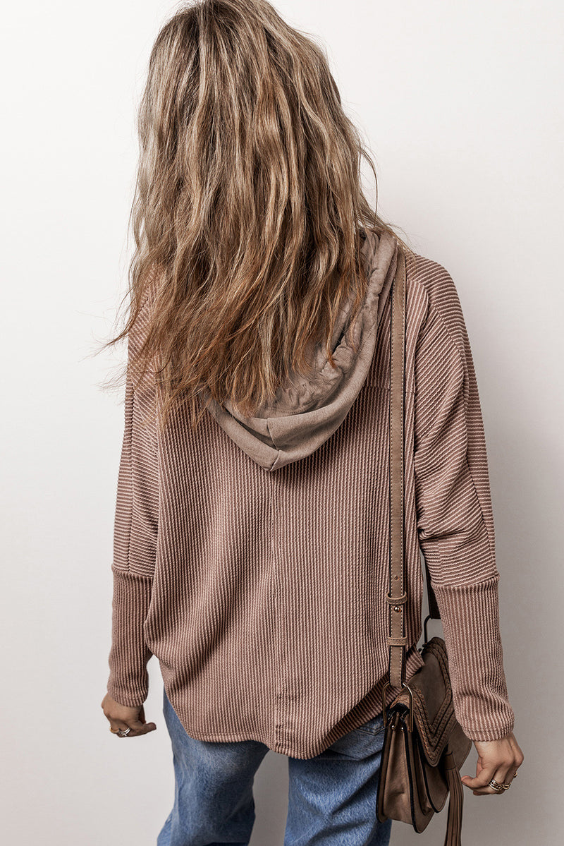 Hazel Blues® |  Pocketed Half Button Long Sleeve Hoodie