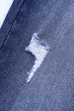 Hazel Blues® |  Real Teal Folded Cuffs Distressed Straight High Waist Jeans