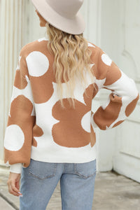 Hazel Blues® |  Flower Round Neck Dropped Shoulder Sweater