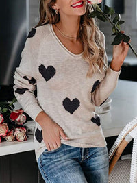 Hazel Blues® |  Heart Scoop Neck Long Sleeve Sweater