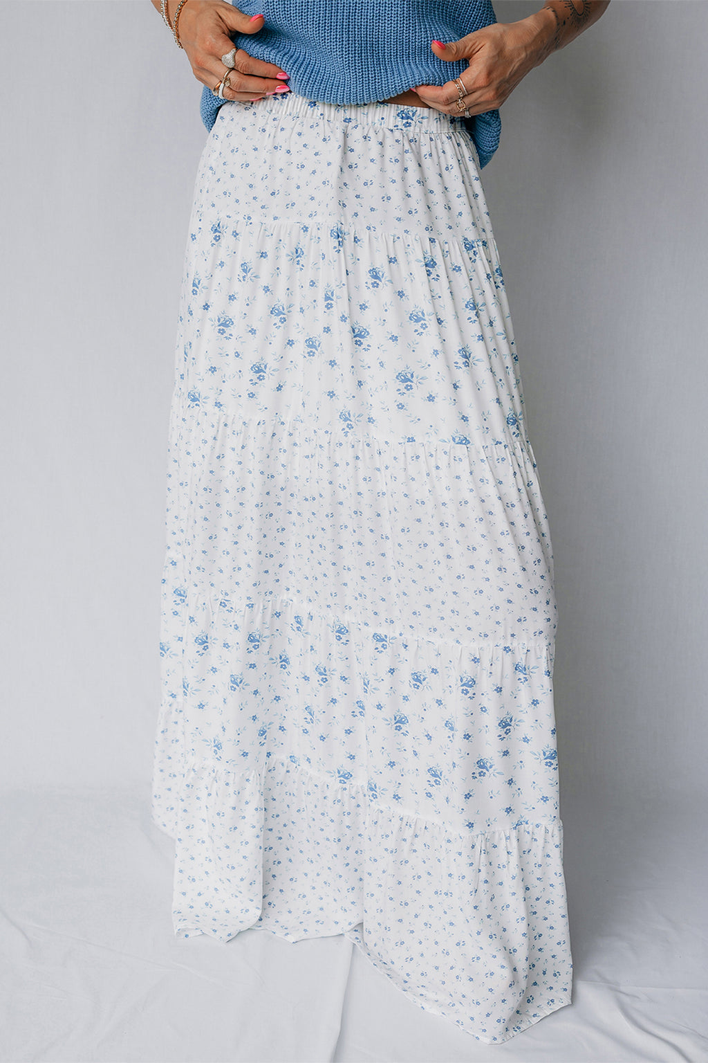 Lucy Rae Sky Blue Floral Skirt