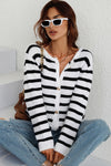 Hazel Blues® |  Striped Button Down Long Sleeve Cardigan