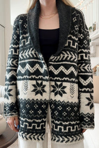 Hazel Blues® |  Snowflakes Collared Neck Long Sleeve Cardigan