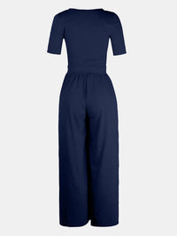 Hazel Blues® |  Scoop Neck Short Sleeve Jumpsuit