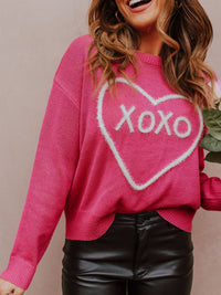 Hazel Blues® |  XOXO Round Neck Drop Shoulder Sweater