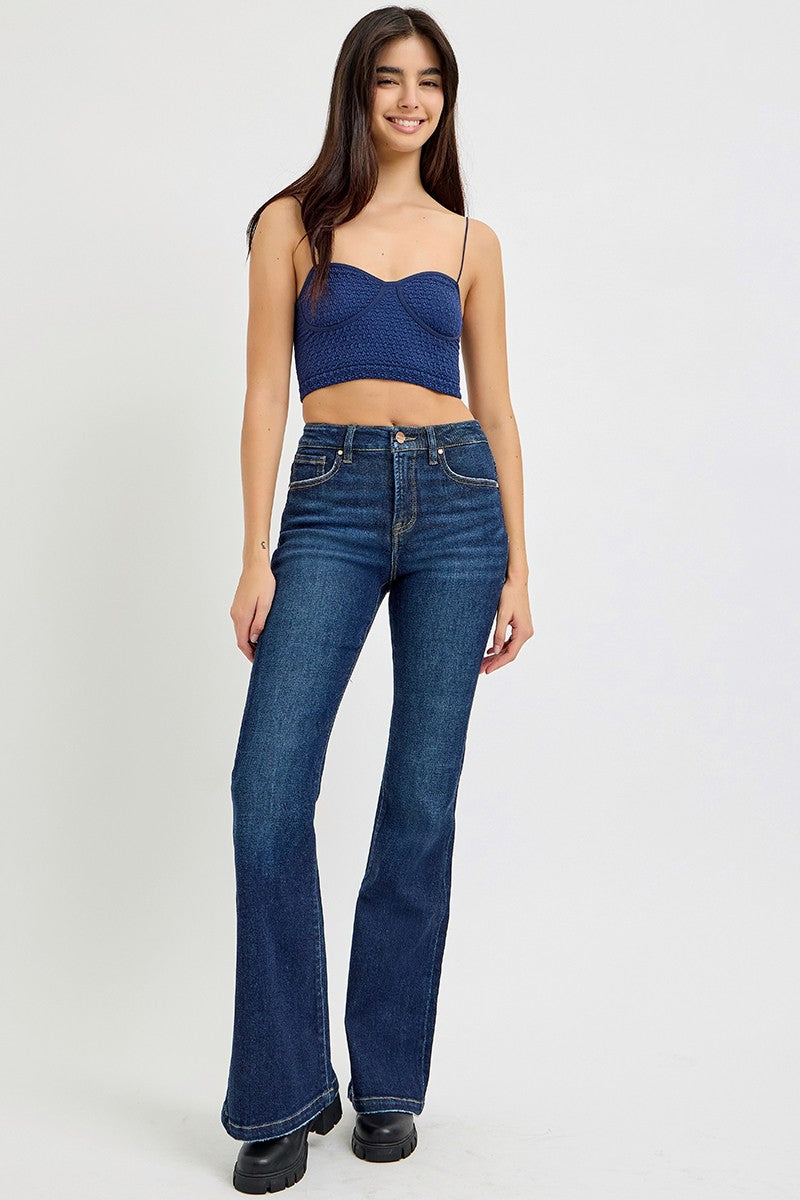 Hazel Blues® |  RISEN High Rise Flare Jeans with Pockets