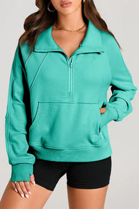 Hazel Blues® |  Half Zip Long Sleeve Sweatshirt