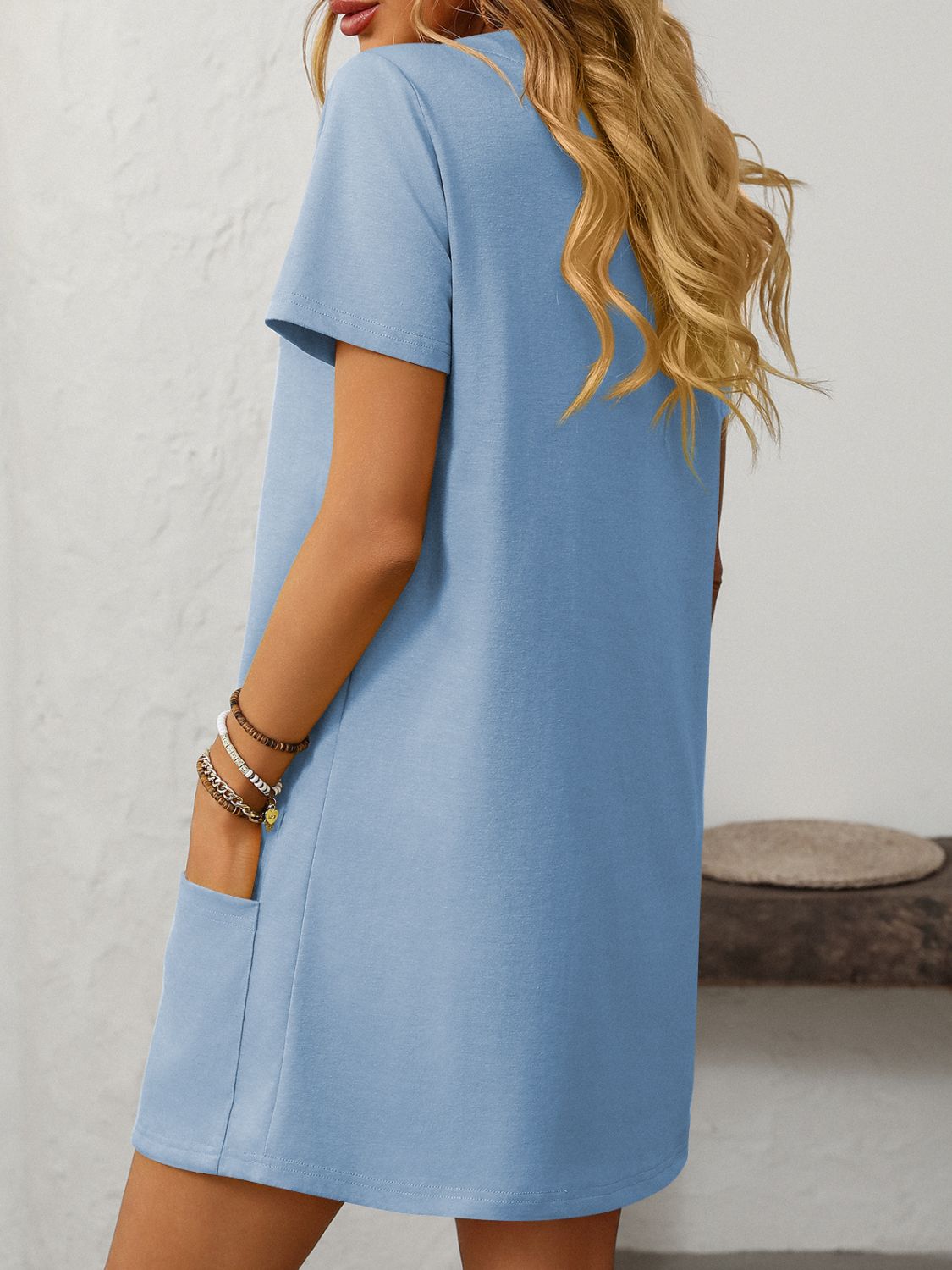 Hazel Blues® |  Mandy Square Neck Short Sleeve Mini Dress