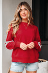 Hazel Blues® |  Evergreen Varsity Striped Detail Drop Shoulder Oversized Sweatshirt