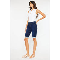 Hazel Blues® |   Kan Can Stone Wash Bermuda Shorts: Dark