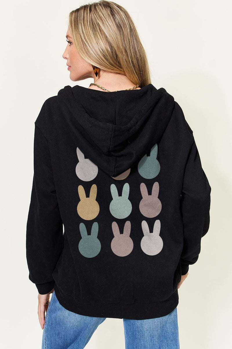 Hazel Blues® |  Easter Bunny Graphic Zip-Up Hoodie with Pockets