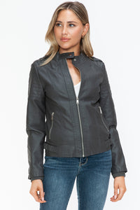 Hazel Blues® |  Snobbish PU Leather Biker Jacket with Side Zip Pockets