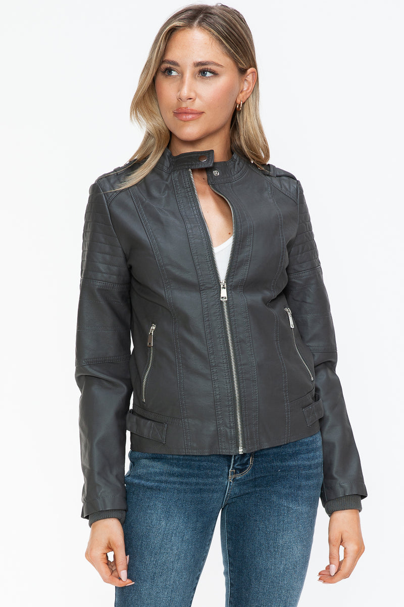 Hazel Blues® |  Snobbish PU Leather Biker Jacket with Side Zip Pockets