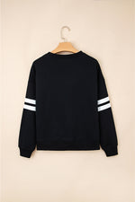 Hazel Blues® |  Evergreen Varsity Striped Detail Drop Shoulder Oversized Sweatshirt