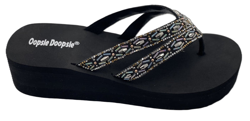 Hazel Blues® |  Amita Rhinestone Sandals in Pewter
